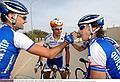 Cycling : Tour Qatar 2006 / Stage 1BOONEN Tom ( Bel ) Celebration Joie Vreugde / HULSMANS Kevin ( Bel ) / KNAVEN Servais ( Ned )Khalifa Stadium - Al Khor Corniche (131,5)Etape Rit